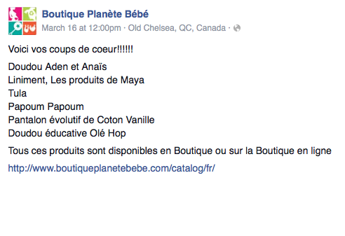 Boutique planate bebe